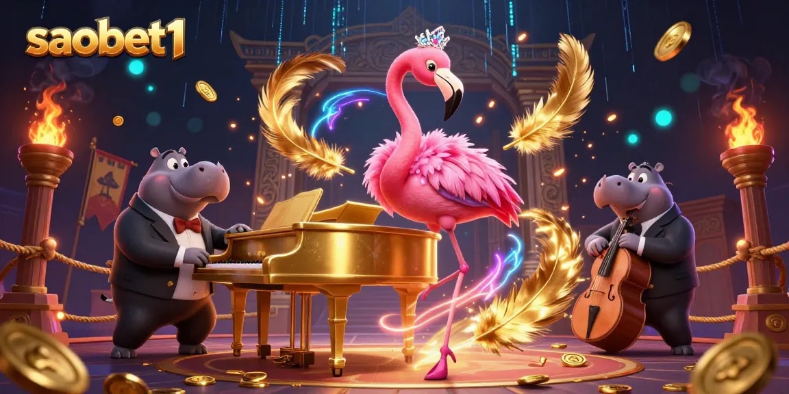 Experience thrilling moments at saobet1 with flamboyant characters in a vibrant casino scene.