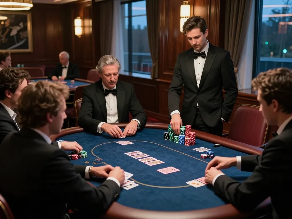 CM88 poker game detail with players strategizing on high-stakes action