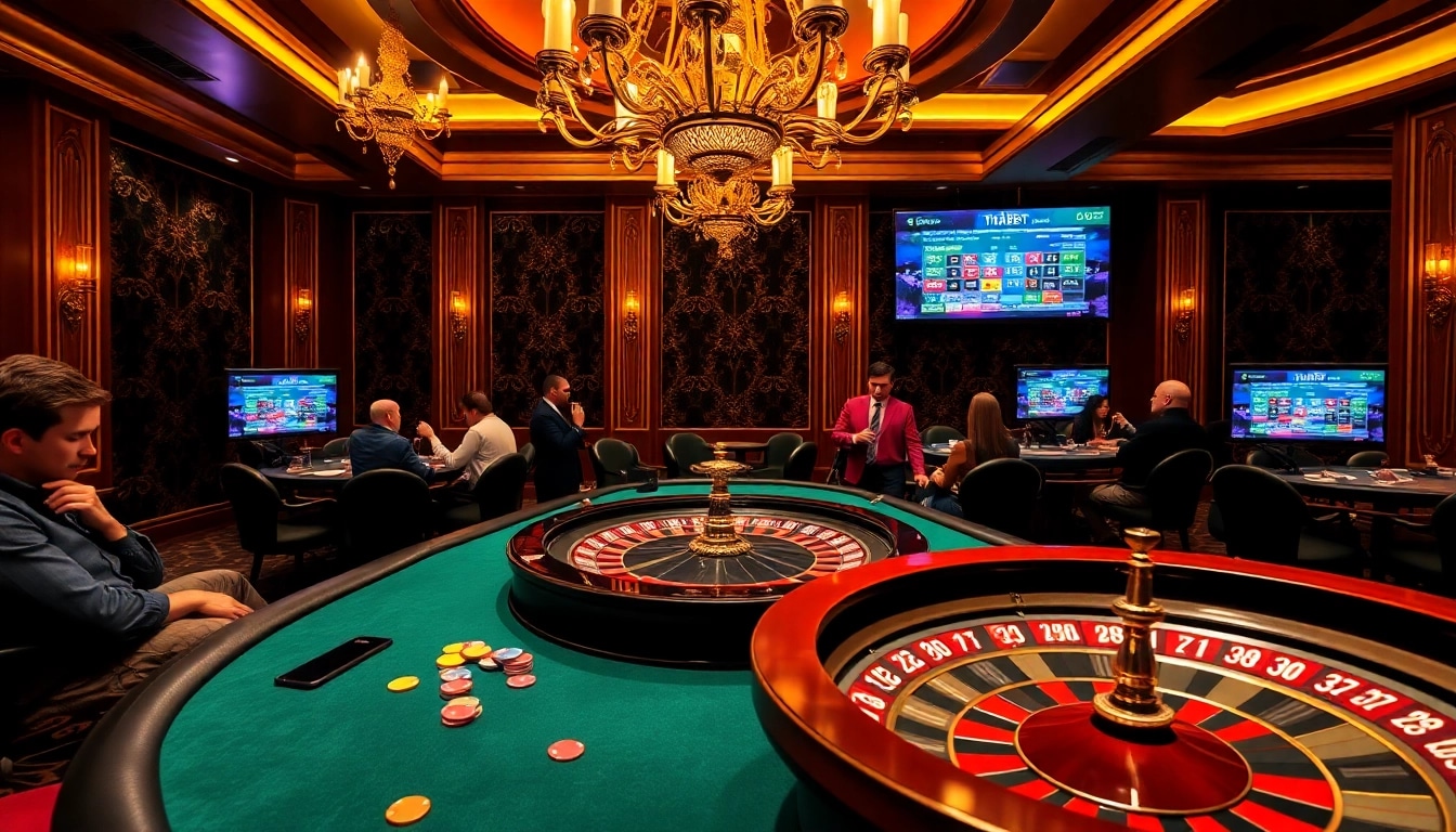 Experience high-stakes gaming action at THABET web with vibrant casino ambiance.