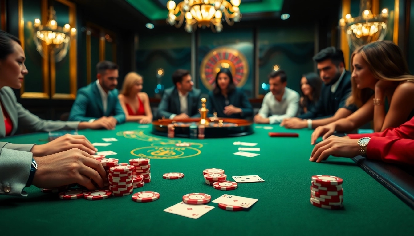 Engaged players placing bets at the luxurious uu88 casino table with vibrant chips.
