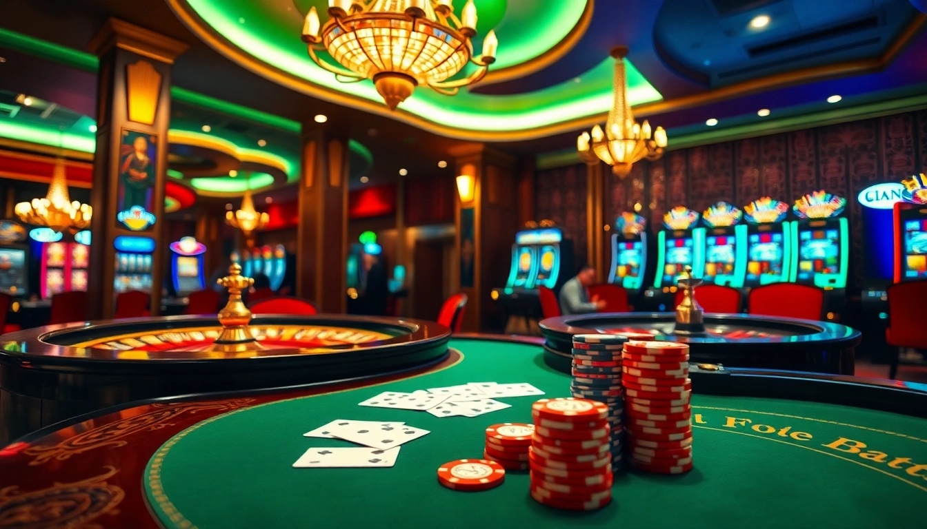Players enjoying a lively casino atmosphere at https://f1686s.com/ with poker and slots.