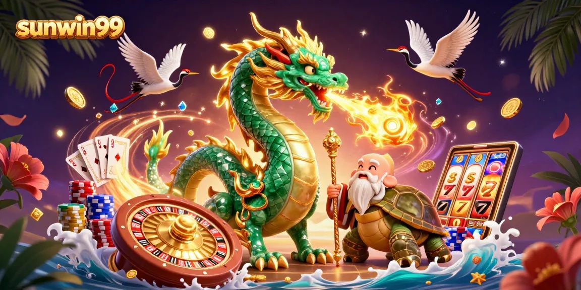 Experience thrilling gameplay at sunwin99 featuring enchanting dragons and vibrant casino elements.