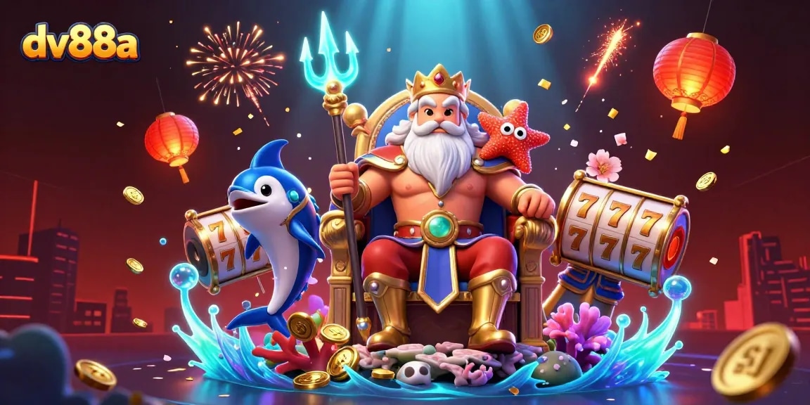 Experience thrilling gaming at dv88a with vibrant visuals of Neptune and dynamic slot elements.