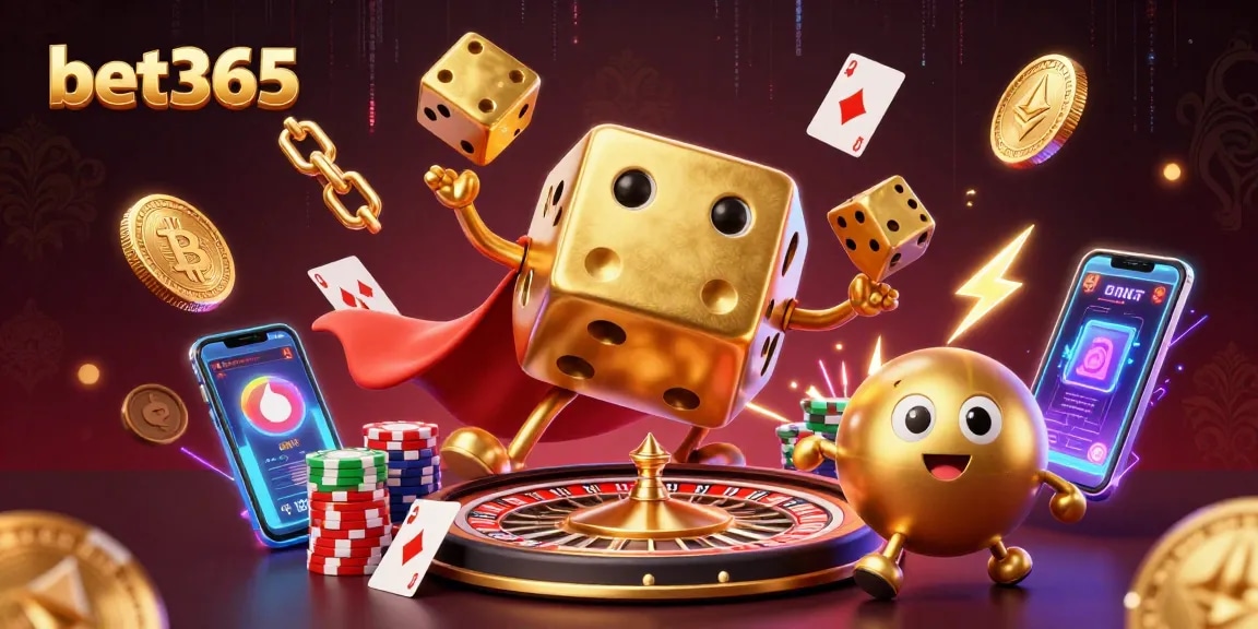 Experience bet365's immersive online casino with dynamic golden dice and gaming elements.