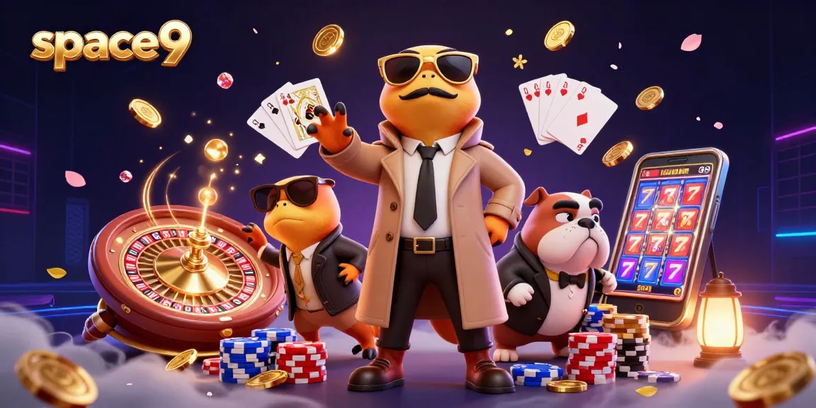 Raptors cleverly disguised as a tall person entering space9 Casino surrounded by dazzling gambling elements.