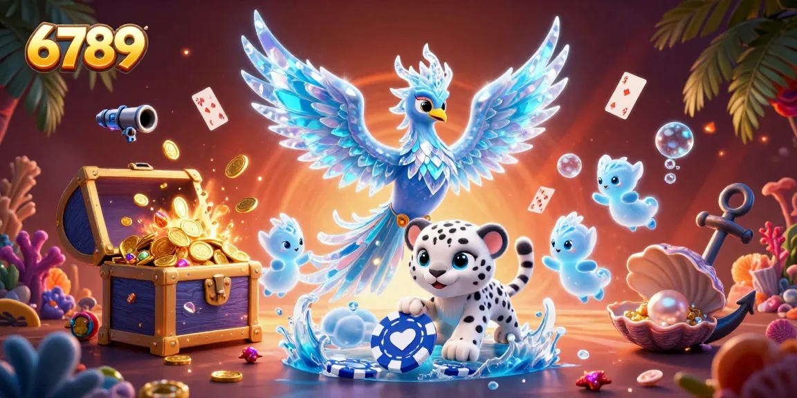 Play exciting games at 6789 casino, highlighted by a dazzling 3D phoenix and dynamic gaming elements.
