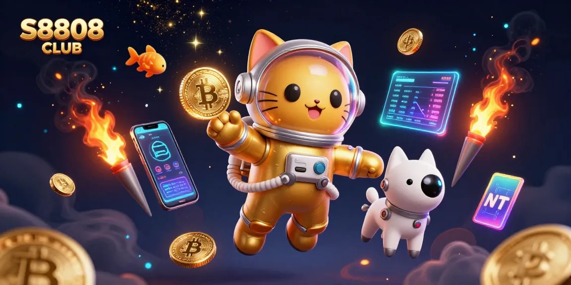 S8808 CLUB offers exciting gaming experiences in a vibrant cosmic setting with Bitcoin and Ethereum coins.