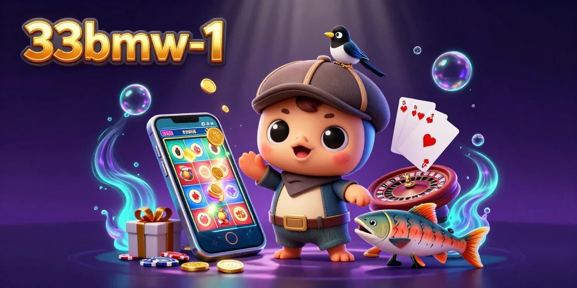 Engage with the vibrant casino world at 33bmw-1, featuring cartoon characters and colorful gaming elements.