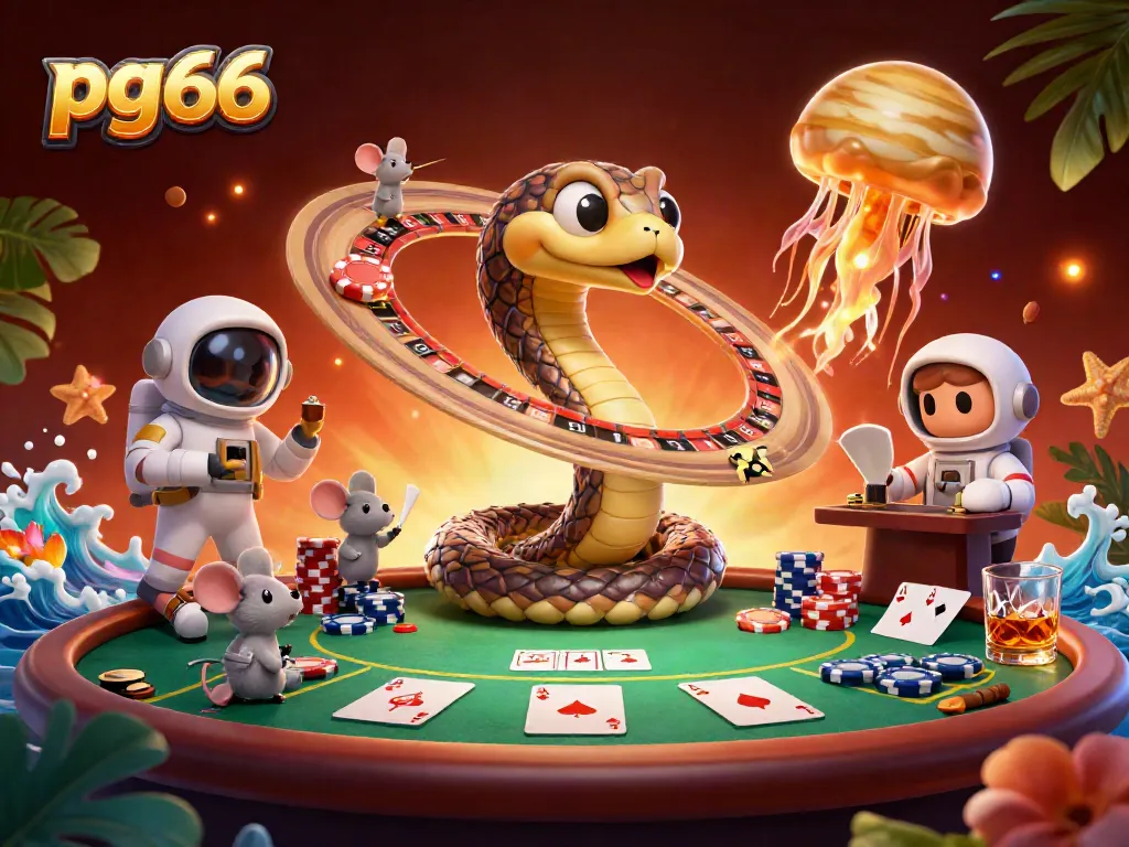 Experience thrilling action at pg66 as cosmic characters engage in an interstellar poker game.