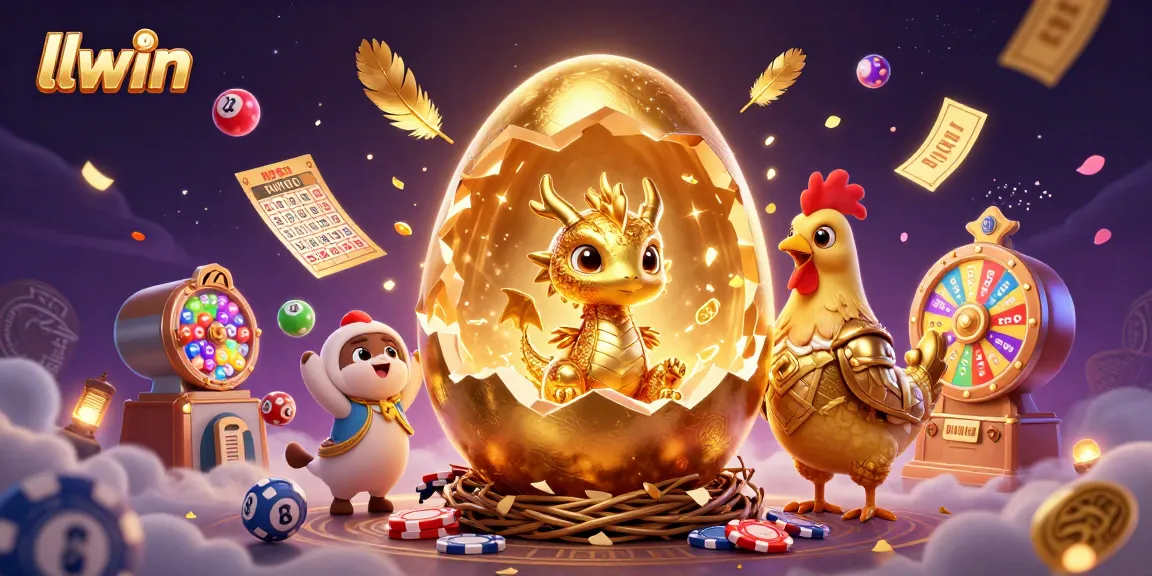Experience the excitement of llwin with a golden dragon and dynamic lottery elements in a thrilling scene.