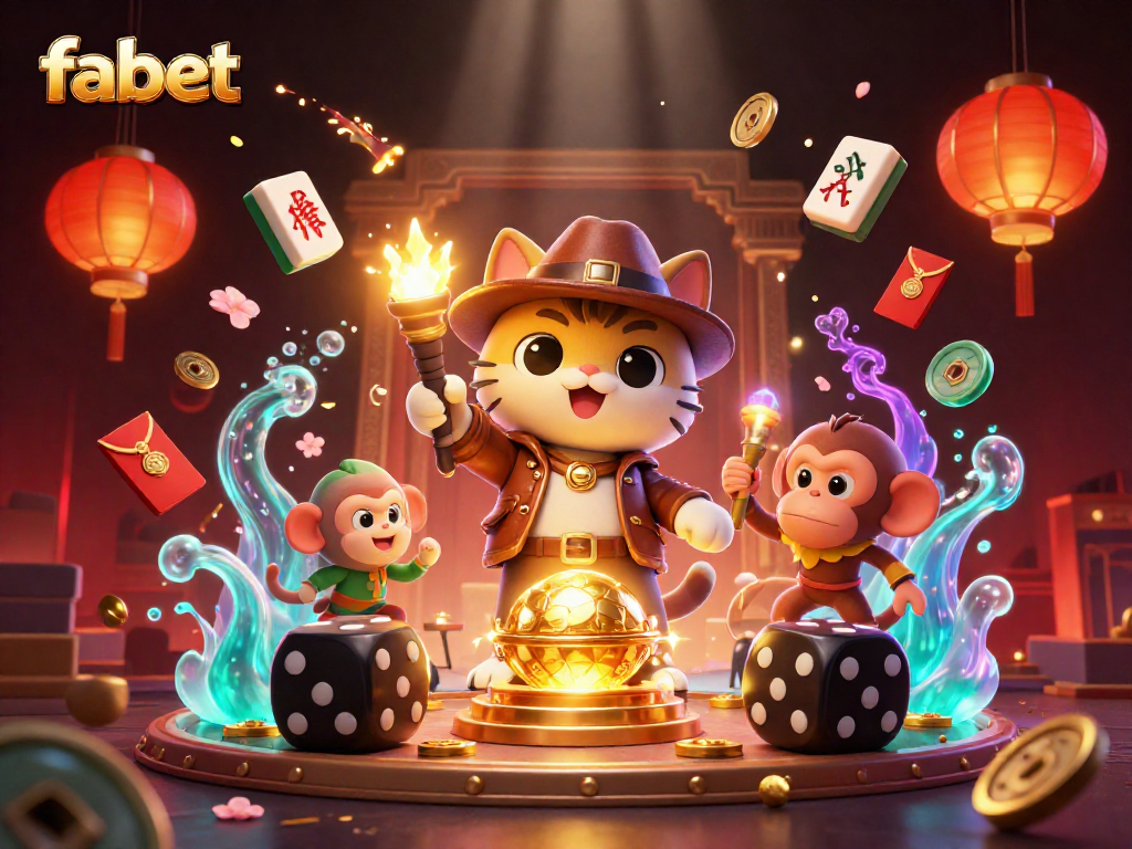 Discover fabet's thrilling 3D illustration of an archaeologist cat exploring a dazzling casino artifact.