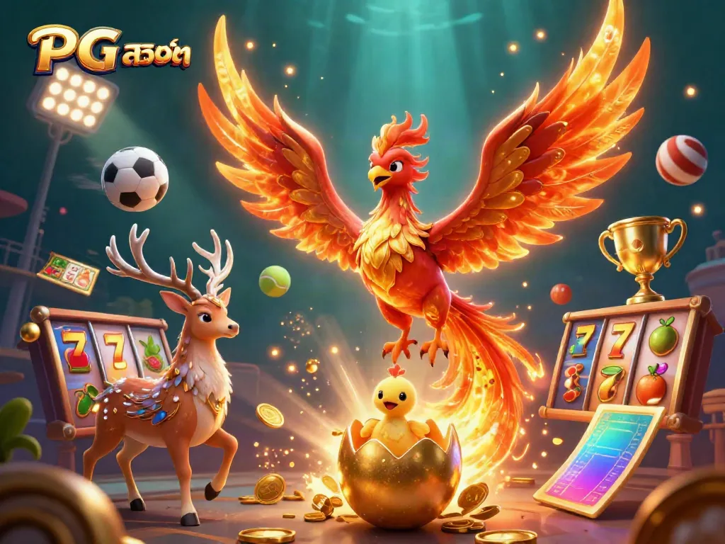 Experience thrilling PG สล็อต action with a vibrant phoenix and jackpot elements in an engaging casino setting.