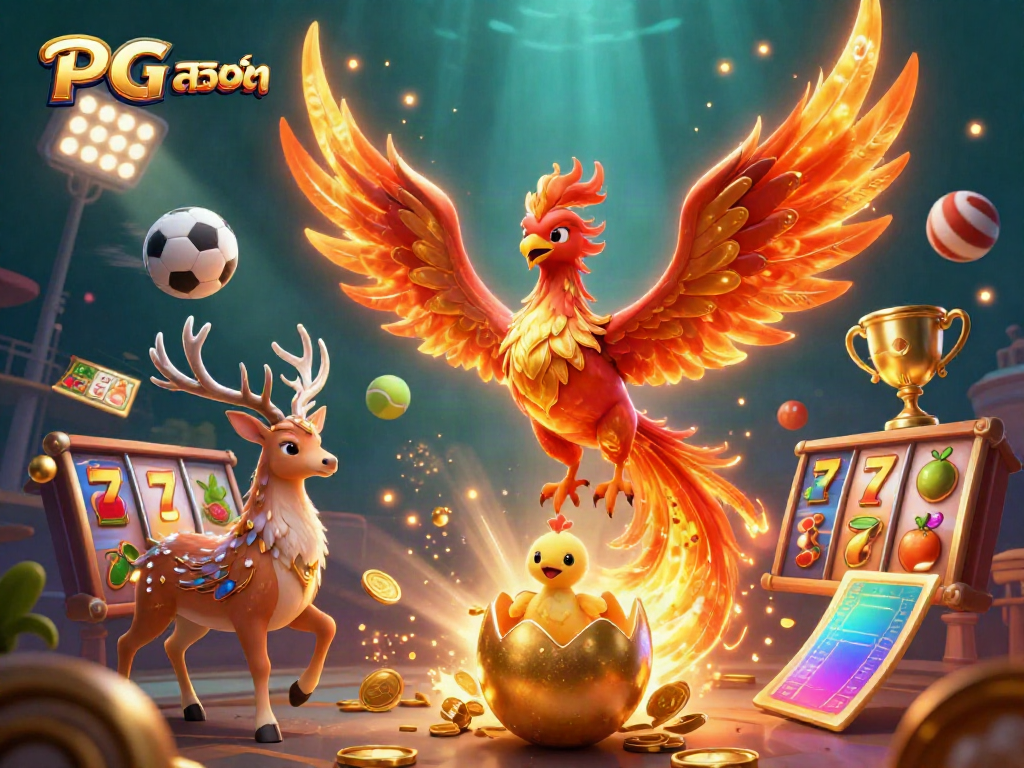 Experience thrilling PG สล็อต action with a vibrant phoenix and jackpot elements in an engaging casino setting.