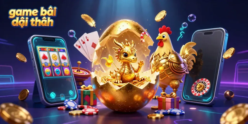 Engage with the thrilling game bài đổi thưởng scene featuring a golden dragon and exciting casino elements.