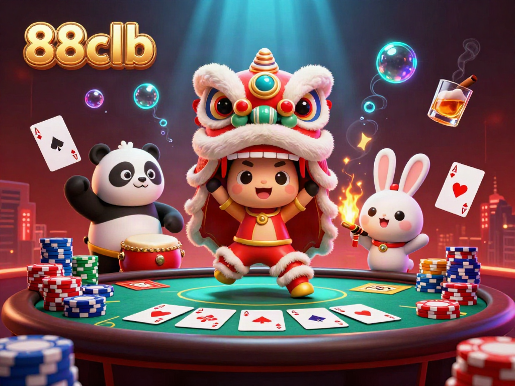 Experience excitement at 88clb with lively characters and vibrant casino decor.