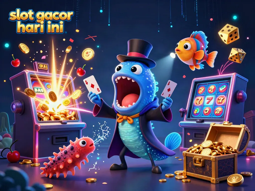 Engage with slot gacor hari ini through an exciting 3D casino illustration of an eel magician, anglerfish, and an amusing sea cucumber.
