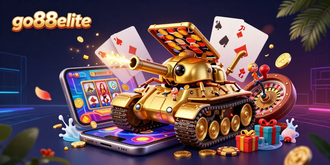 Experience thrilling gaming excitement with go88elite's dynamic casino universe in a vibrant 3D scene.