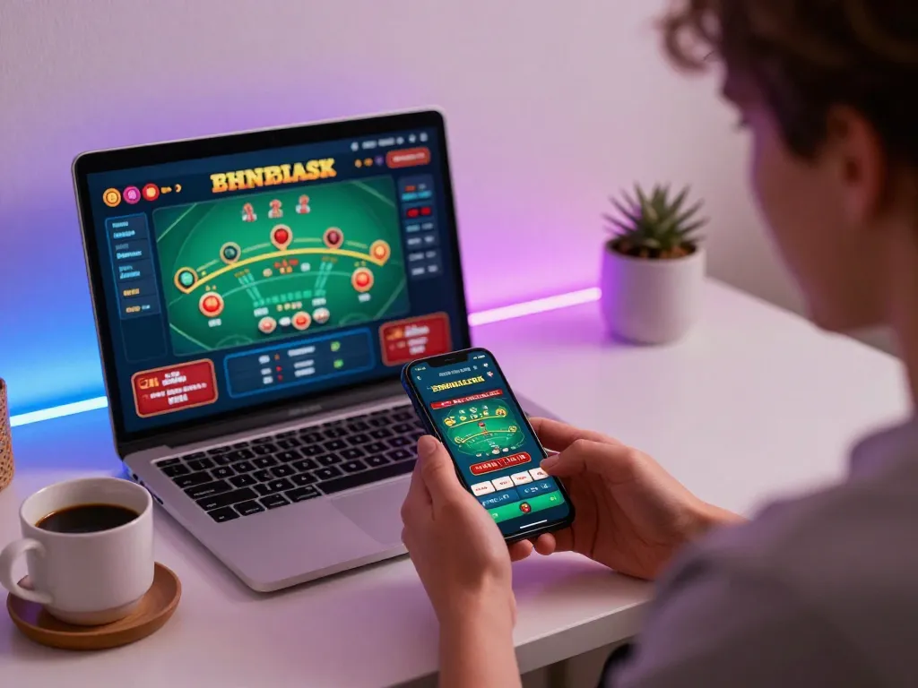 Experience thrilling gaming moments with 88okwin mobile casino app on a stylish desk
