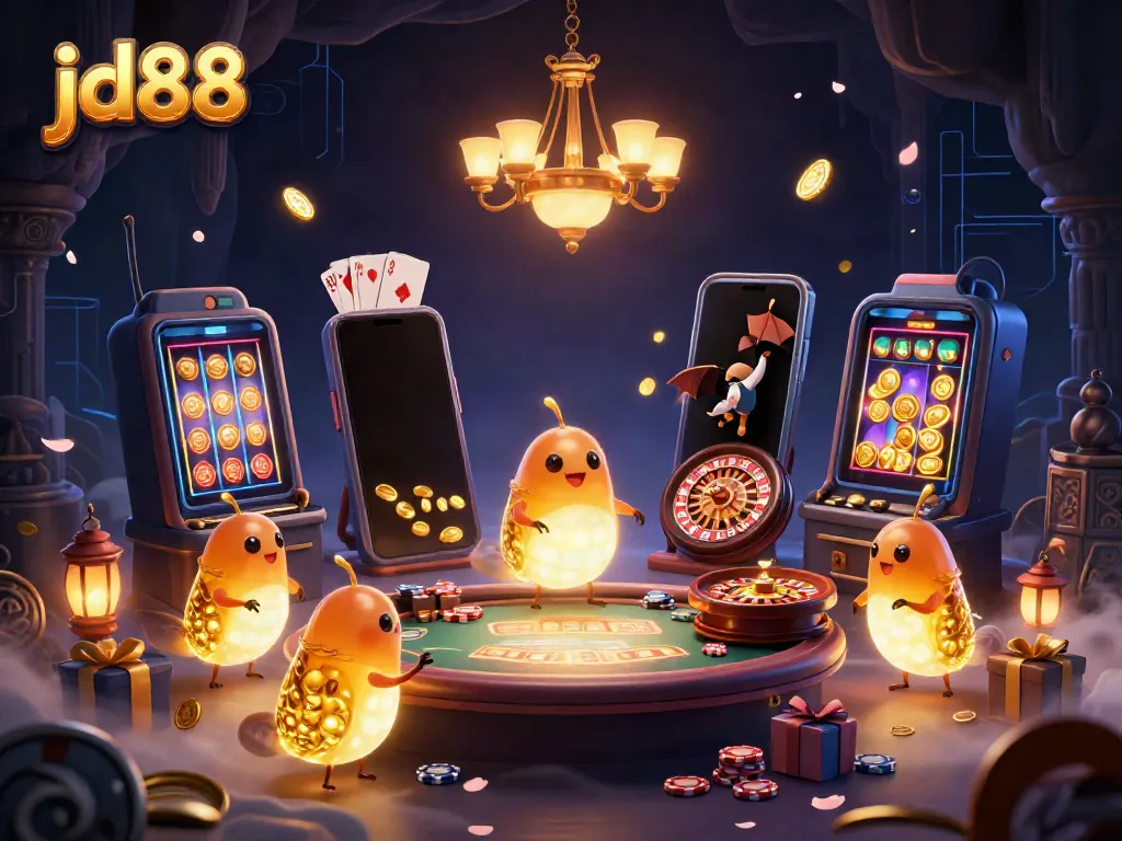 Experience thrilling gameplay at jd88 with bioluminescent glowworms illuminating a vibrant cave casino.