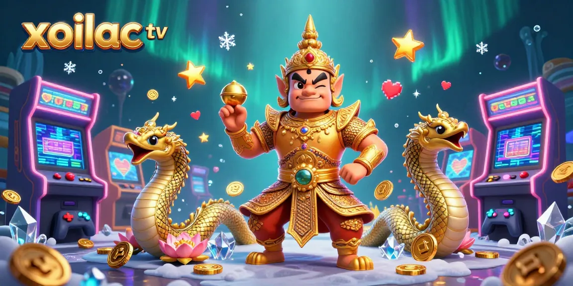 Xoilac TV delivers a vibrant, dynamic gaming experience with golden armored guardian action and engaging casino elements