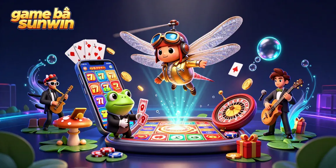 Engage in game bài sunwin with a vibrant 3D casino scene featuring exciting characters and action.