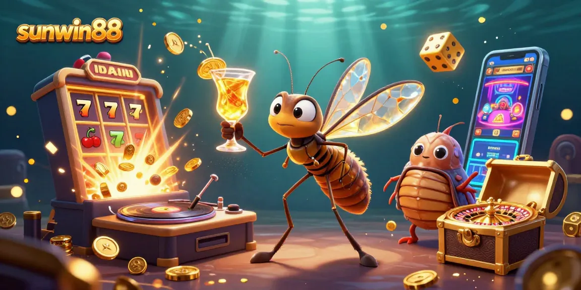 Experience thrilling action at sunwin88 with a vibrant casino scene featuring playful characters and dynamic game elements.