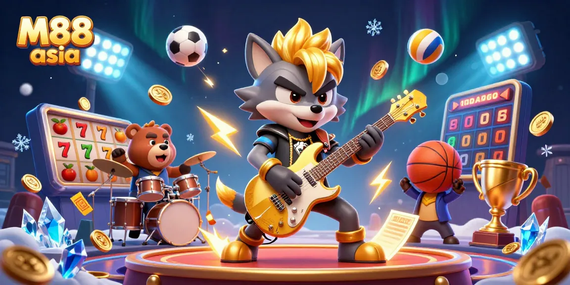 M88 asia engages players with thrilling casino gameplay featuring rock star characters, sports elements, and dynamic effects.