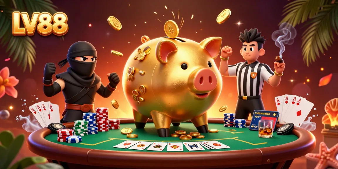 Experience exciting gameplay at LV88 with dynamic characters at a bustling poker table.