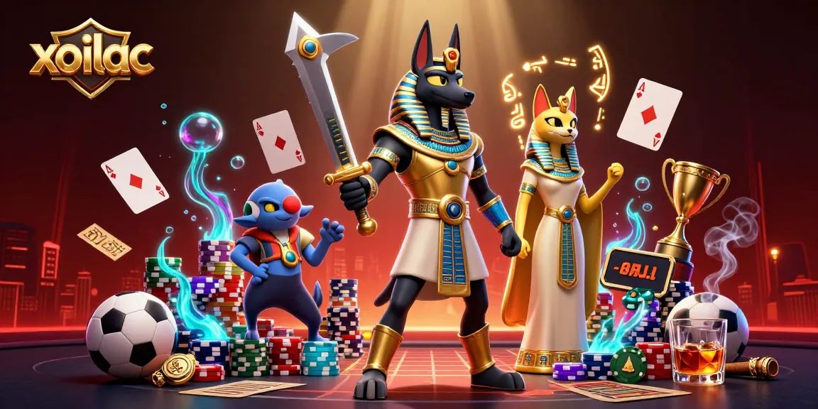 Experience sports betting excitement with xoilac through detailed casino-themed illustration.