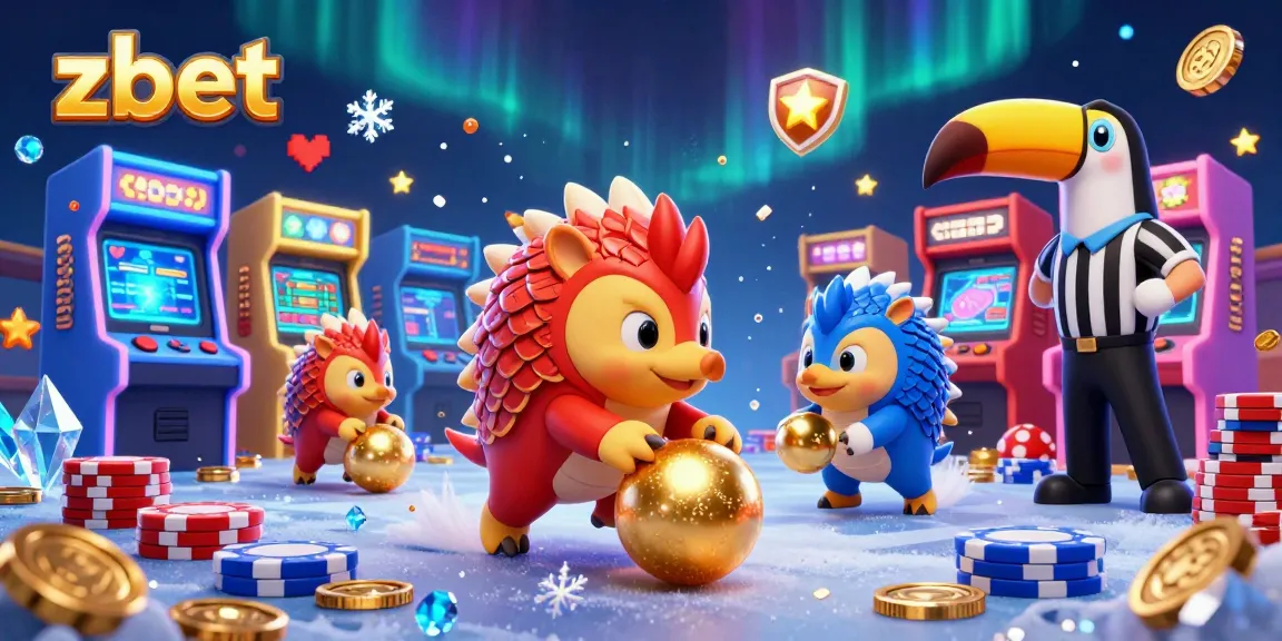 Zbet pangolins roll through poker chips in vibrant 3D casino scene.