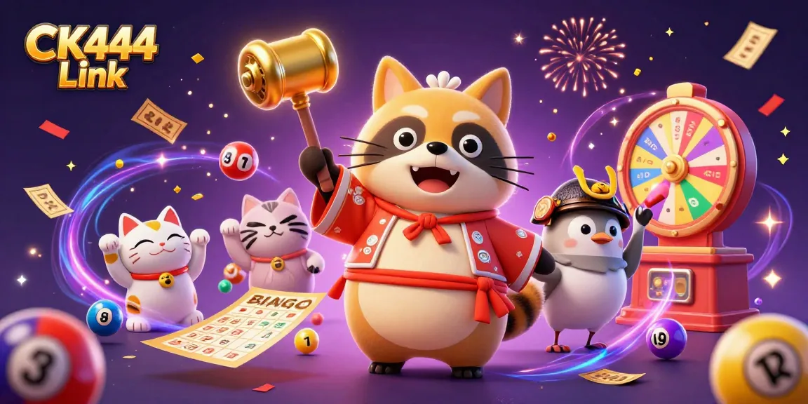 Experience top gaming with CK444 Link, featuring vibrant characters and colorful casino elements.