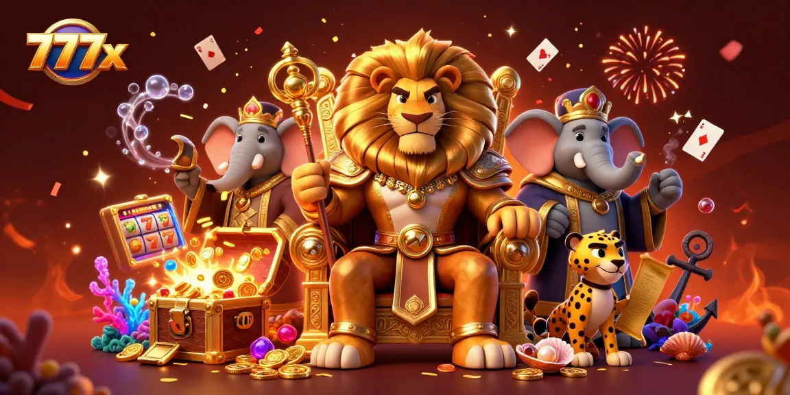 Experience the power of 777x in a vibrant casino kingdom filled with gold coins and slot treasures.