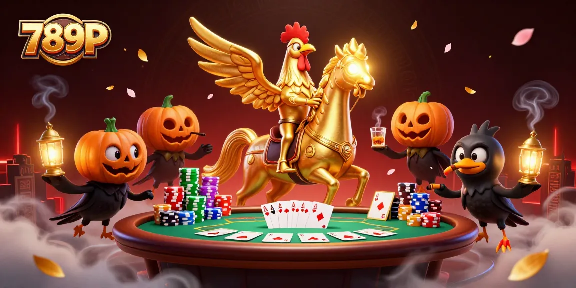 Experience winning thrills with the golden rooster character at 789P casino in a vibrant 3D setting.