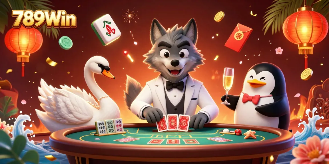 Experience the thrill of winning at 789Win with a debonair wolf and elegant characters in a captivating casino scene.